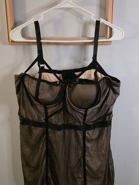 torrid Black Mesh Chemise Dress with Nude Lining